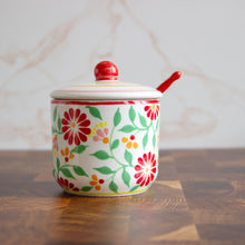 Load image into Gallery viewer, Red Flower Cream &amp; Sugar Set
