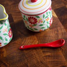 Load image into Gallery viewer, Red Flower Cream &amp; Sugar Set
