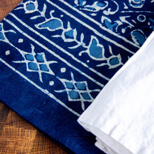 Load image into Gallery viewer, Indigo Blue Block Print Tablecloth
