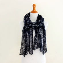 Load image into Gallery viewer, Handknit Black and Silver Scarf
