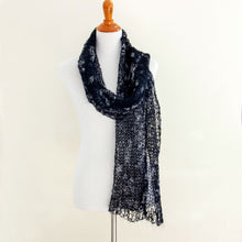 Load image into Gallery viewer, Handknit Black and Silver Scarf
