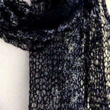 Load image into Gallery viewer, Handknit Black and Silver Scarf
