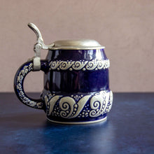Load image into Gallery viewer, Small Blue Stein with Silver Trim
