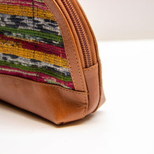 Load image into Gallery viewer, Leather &amp; Recycled Sari Pouch

