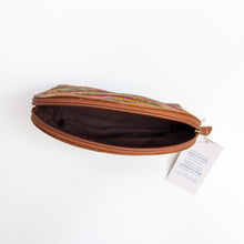 Load image into Gallery viewer, Leather &amp; Recycled Sari Pouch
