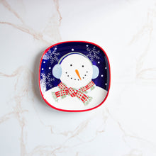 Load image into Gallery viewer, Snowman Plate - Ear Muffs and Plaid Scarf
